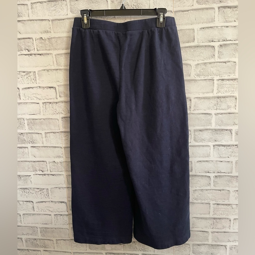 Women’s J.Jill Pure Jill 100% cotton navy full leg cropped pants, Size Small - Picture 2 of 5